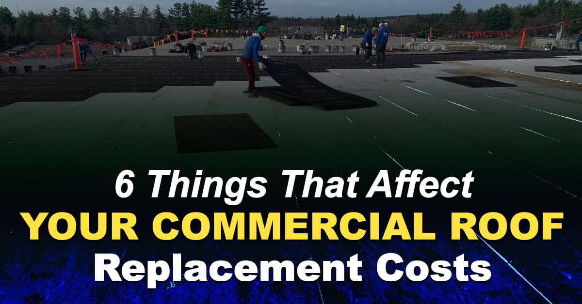 flat roof with the caption 6 Things That Affect Your Commercial Roof Replacement Costs