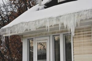 Ice dam on roof